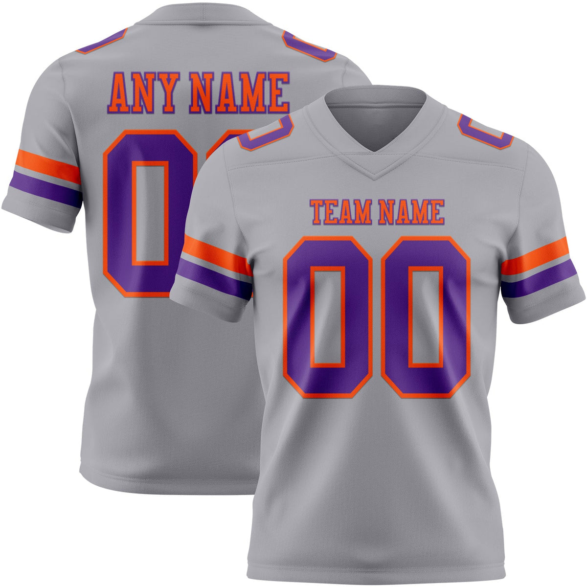 Custom Gray Purple-Orange Authentic Football Jersey