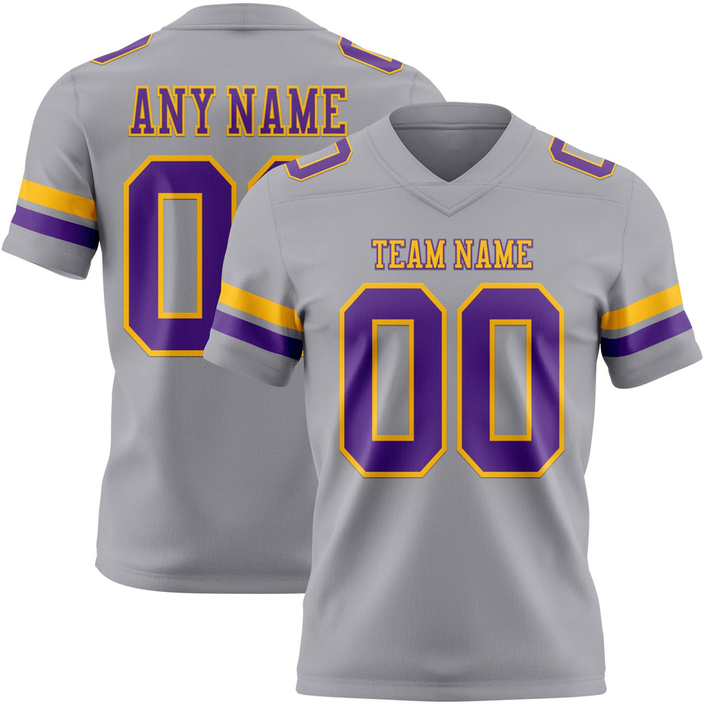 Custom Gray Purple-Gold Authentic Football Jersey