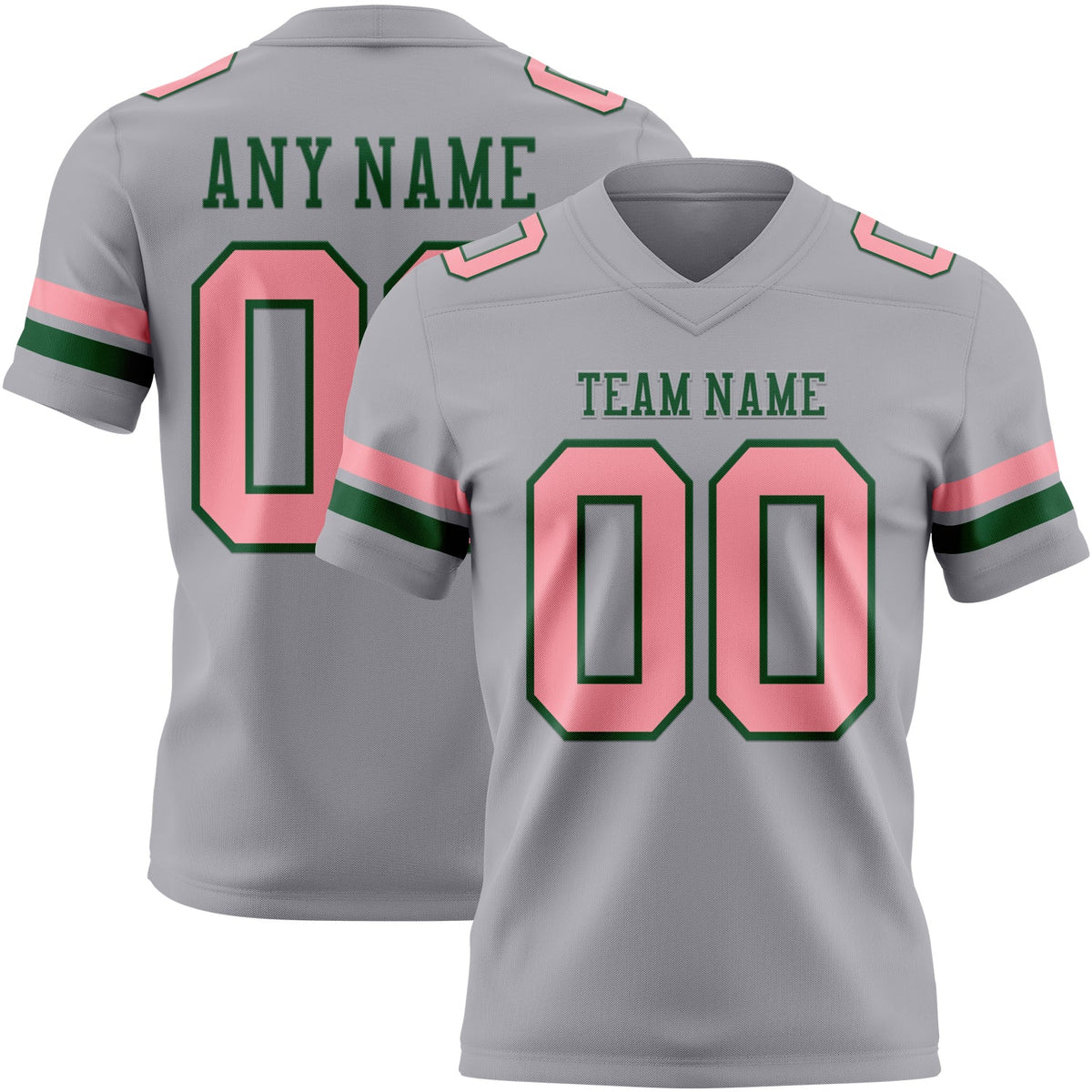 Custom Gray Medium Pink-Green Authentic Football Jersey