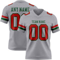 Custom Gray Red-Green Authentic Football Jersey