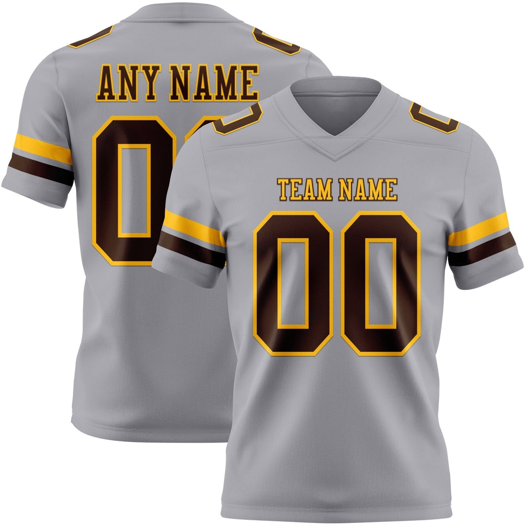 Custom Gray Brown-Gold Authentic Football Jersey