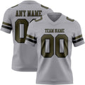 Custom Gray Olive-Black Authentic Football Jersey