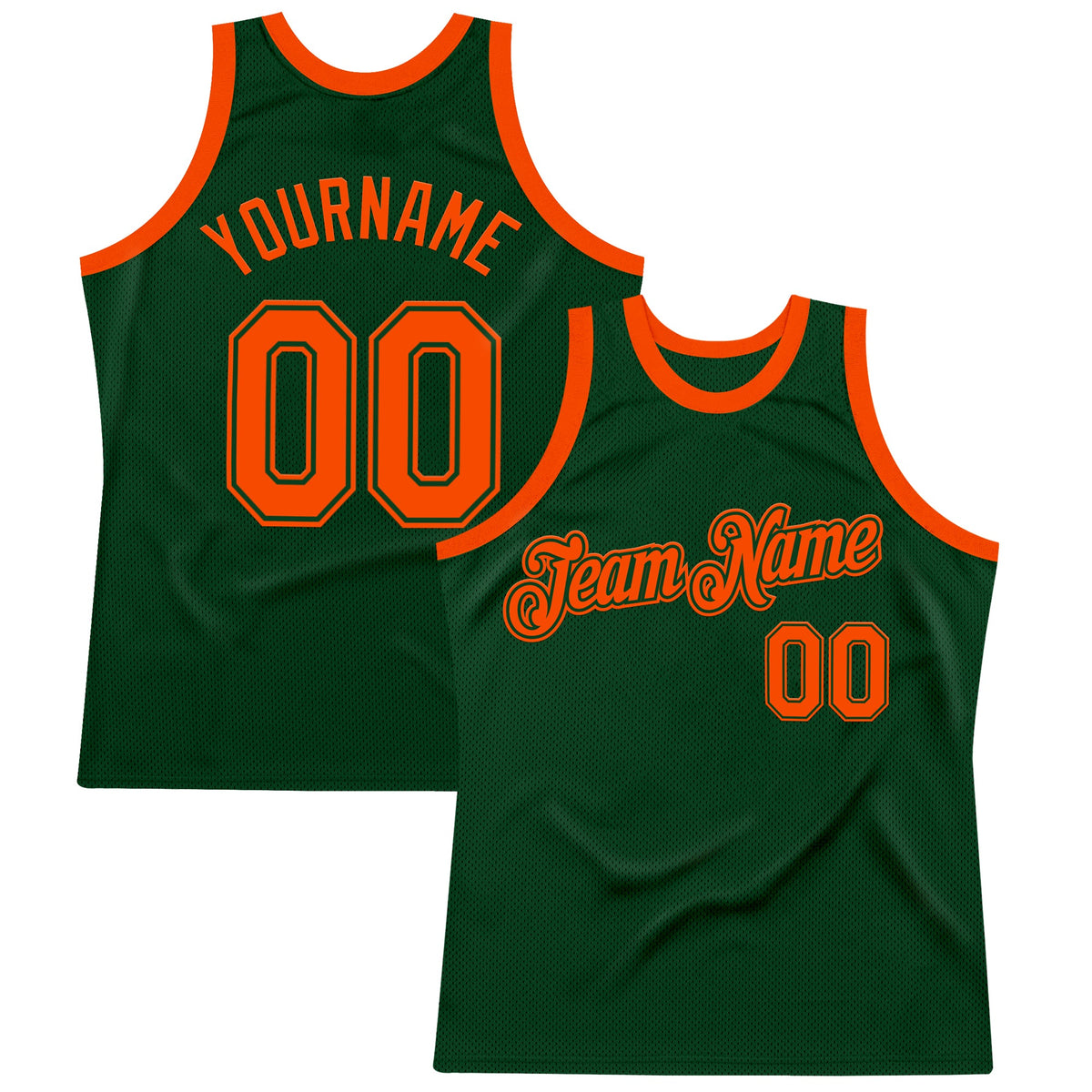 Custom Green Orange Authentic Throwback Basketball Jersey