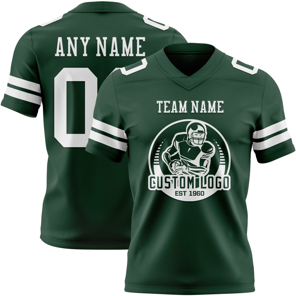 Custom Green White Authentic Football Jersey
