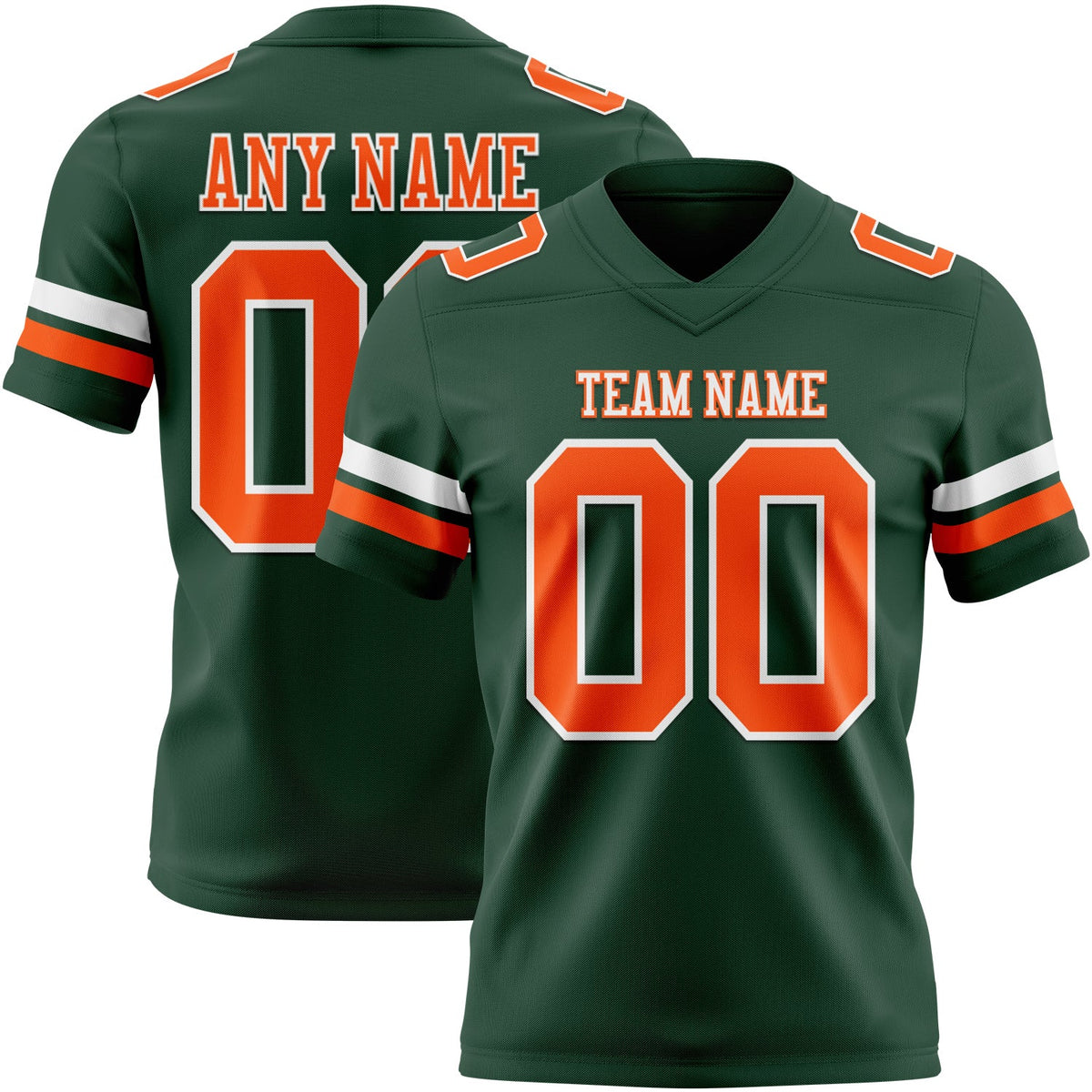 Custom Green Orange-White Authentic Football Jersey