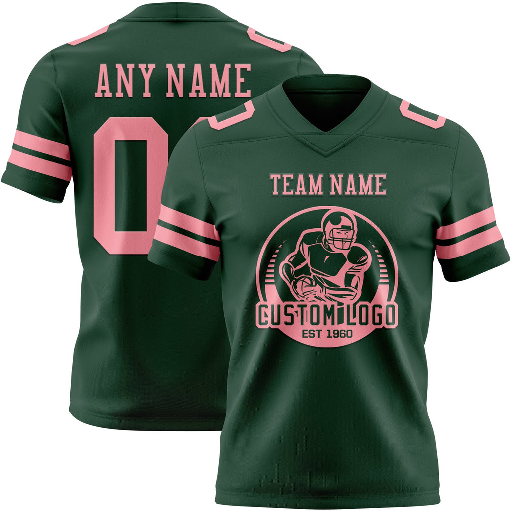 Custom Green Medium Pink Authentic Football Jersey