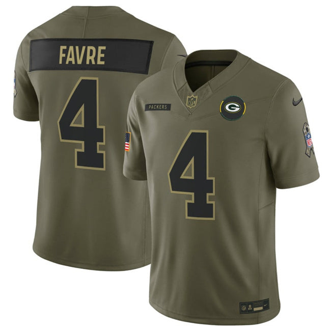 Green Bay Packers #4 Brett Favre Olive 2025 F.U.S.E. Salute to Service Limited