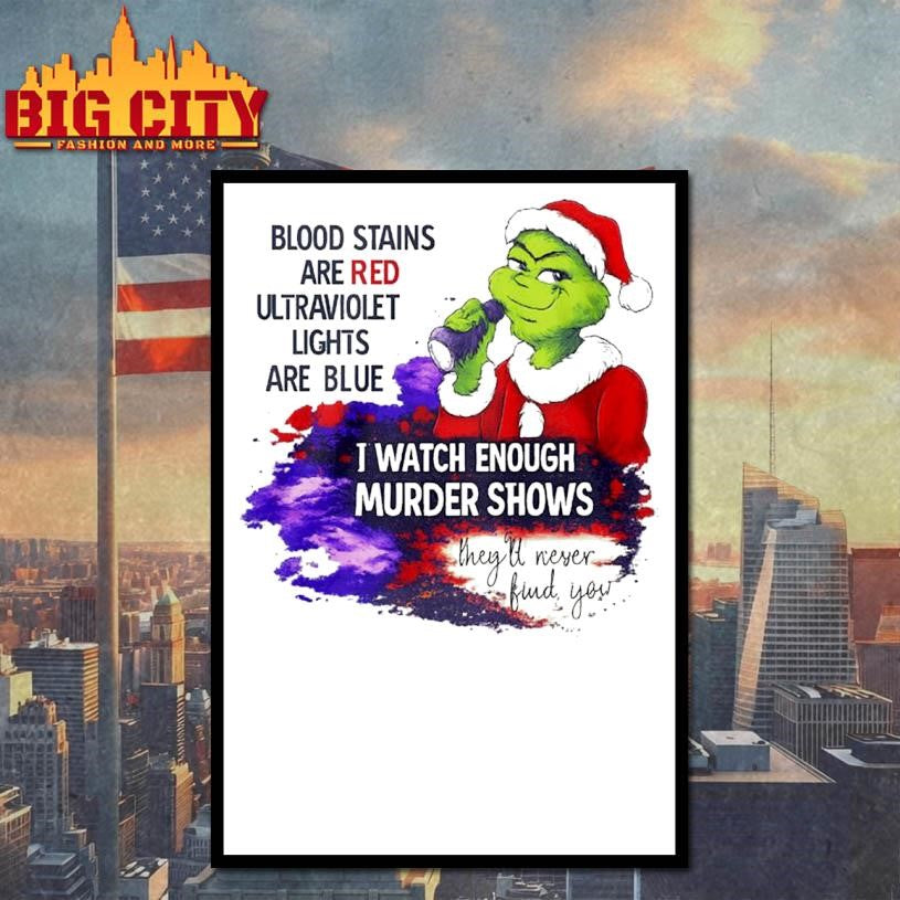 Grinch Blood Stains Are Red Ultraviolet Light Are Blue I Watch Enough Murder Shows Shirt