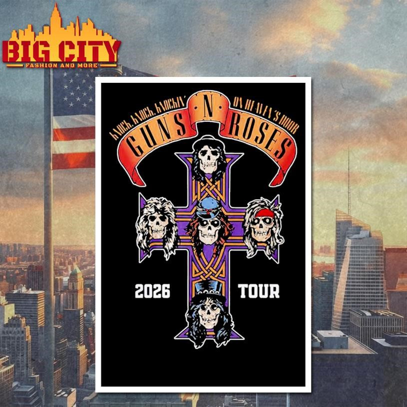 Gun N Roses World Tour 2026 America Dates Schedule Graphic Cross shirt