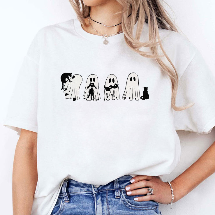 Halloween Black Cat And Ghost Shirt