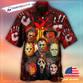 Halloween Horror Movie Characters 90s Bloody Handprint Hawaiian Shirt