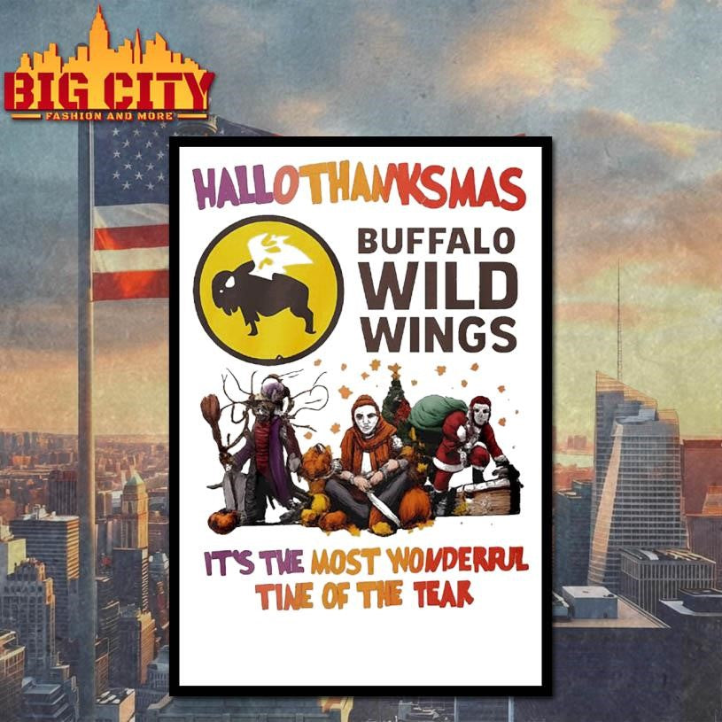Halloween Movies Buffalo Wild Wings Hallothanksmas It’s The Most Wonderful Time Of The Year shirt