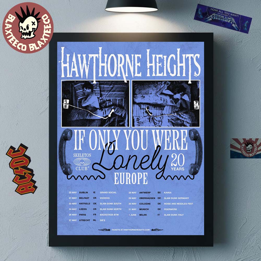 Hawthorne Heights If Only You Were Lonely Europe Tour 2026 20 Years Celebration Schedule Dates Home Decor Poster Canvas