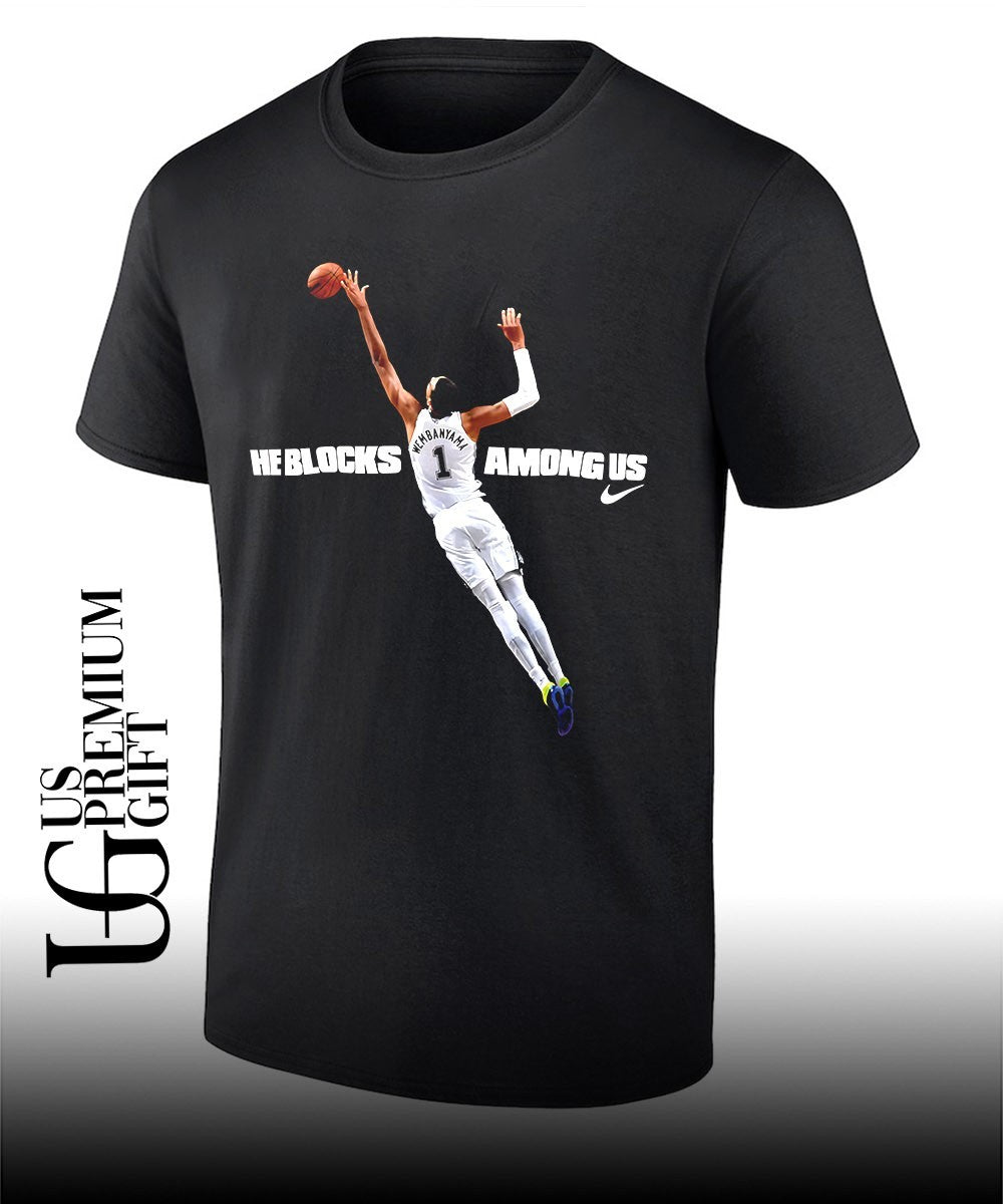 He Blocks Among Us Victor Wembanyama San Antonio Spurs 2026 NBA Defensive Player of the Year shirt
