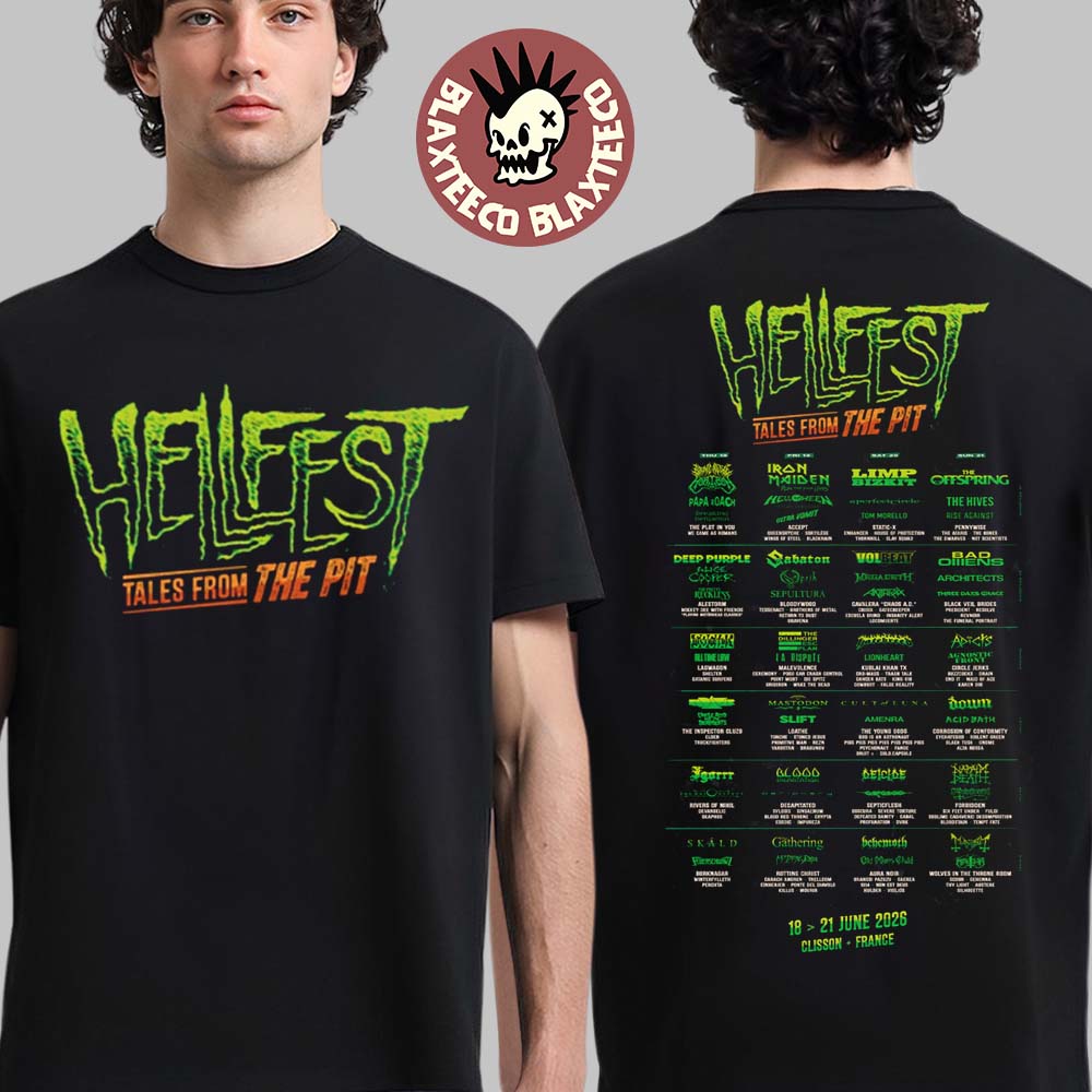 Hellfest Open Air Festival 2026 Tales From The Pit In Clisson France From 18 To 21 June 2026 Full Lineup Logo T-Shirt
