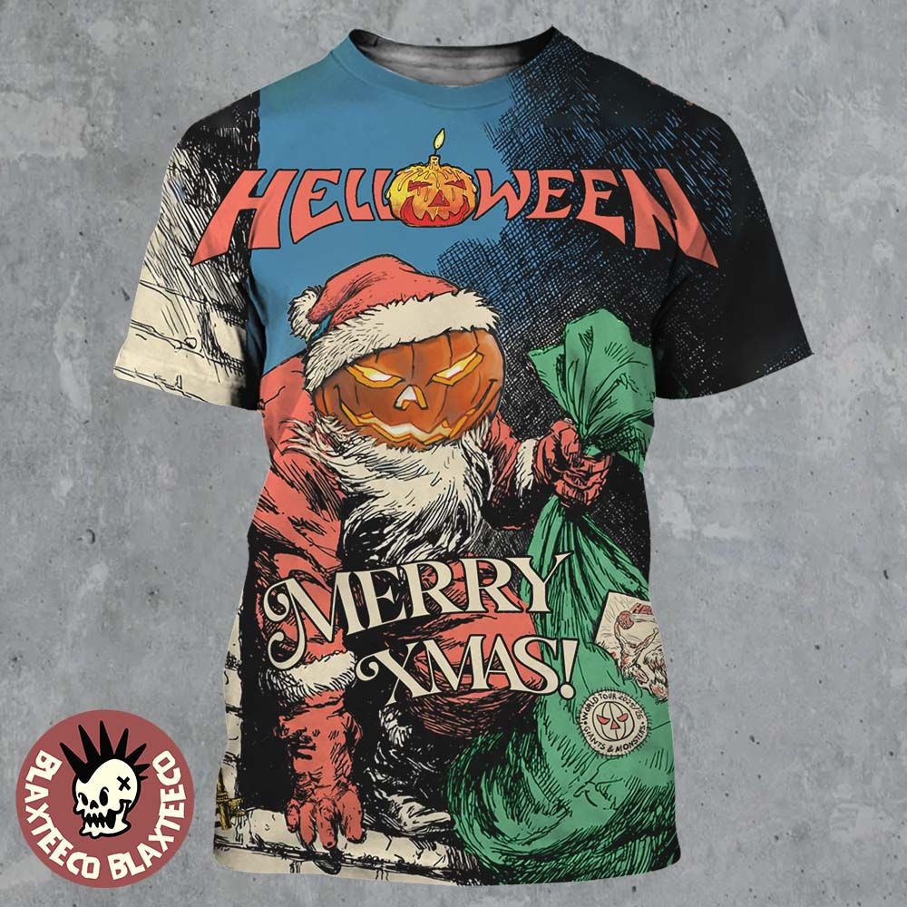 Helloween Merry Xmas Pumpkin Powered Santa All Over Print Shirt