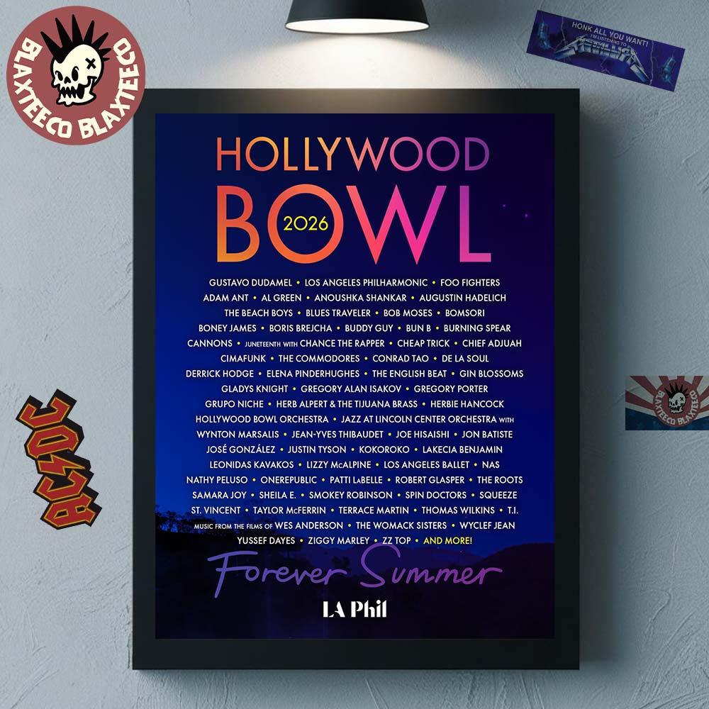 Hollywood Bowl 2026 Full Lineup Forever Summer Los Angeles California On August 22 Home Decor Poster Canvas