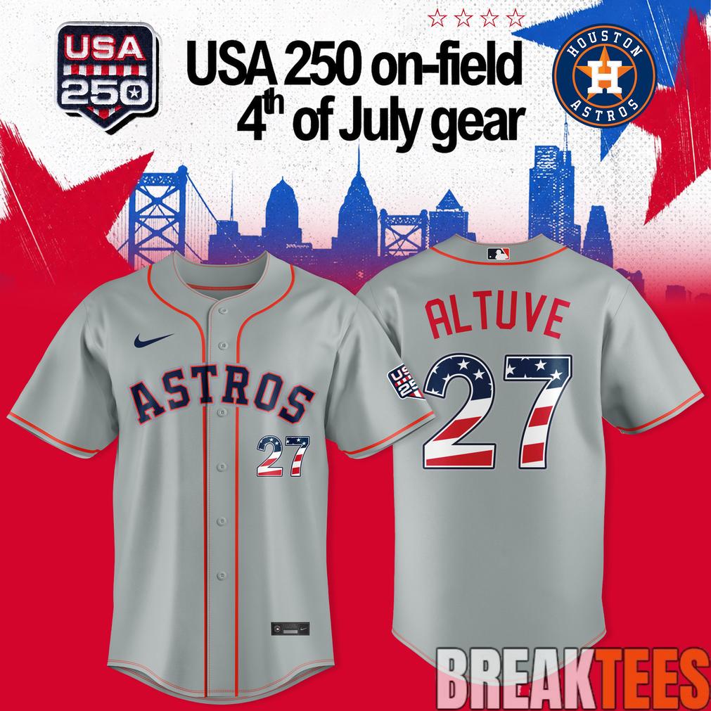 Houston Astros Jose Altuve x USA 250 OnField 4th July Baseball Jersey