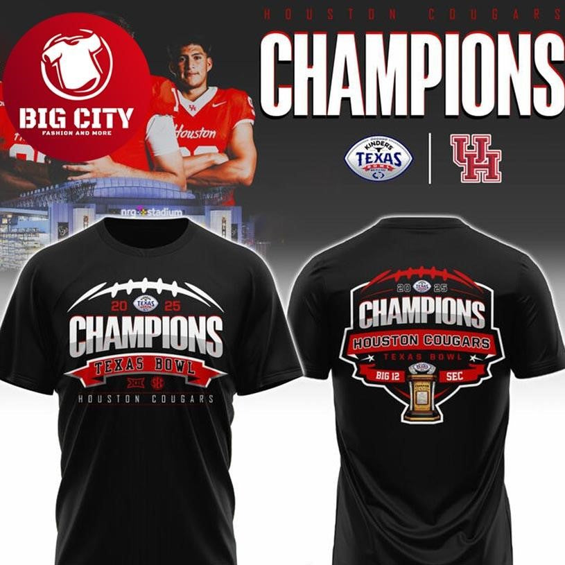Houston Cougars Texas Bowl Champions Football 2025 Two Sided Shirt