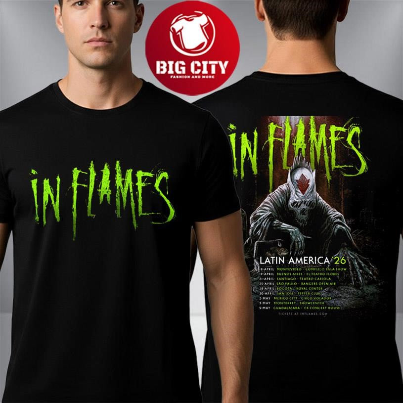 In Flames Band Latin America 26 Event Poster Schedule Tour Dates Two Sided Shirt