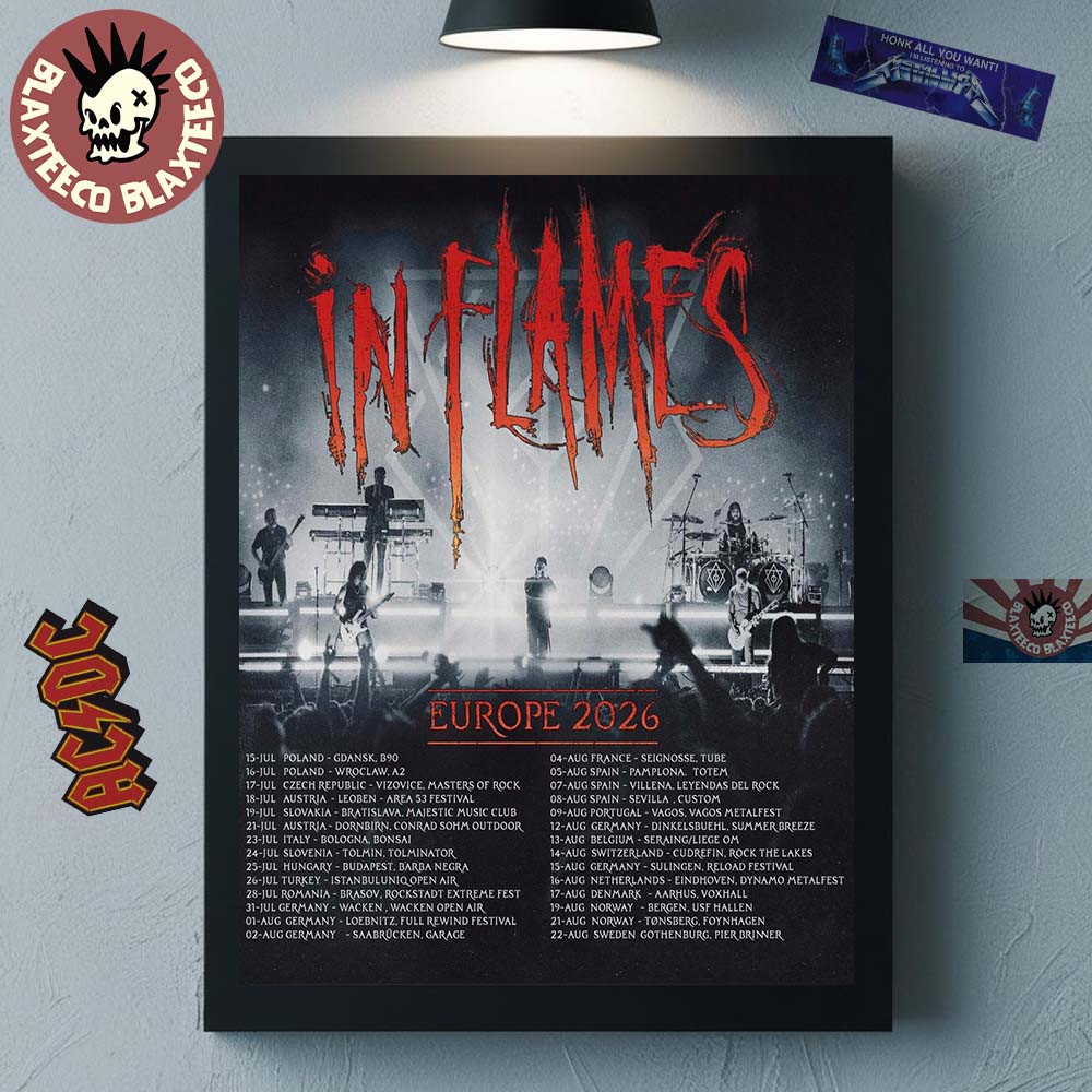In Flames Europe 2026 Tour Schedule Dates Home Decor Poster Canvas