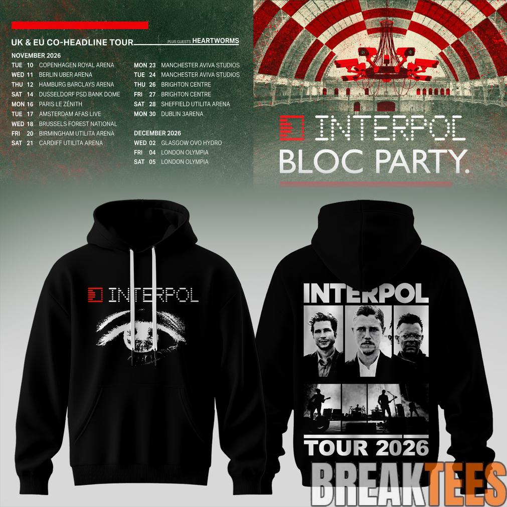 Interpol X Bloc Party – UK & EU Tour 2026 Black Hoodie