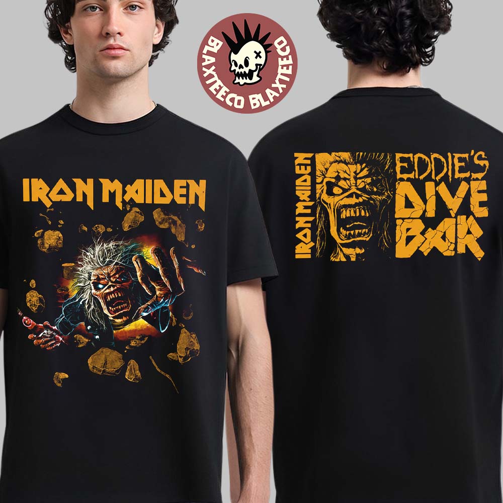 Iron Maiden Eddie’s Dive Bar 2026 Merch Run For Your Lives World Tour Two Sided T-Shirt
