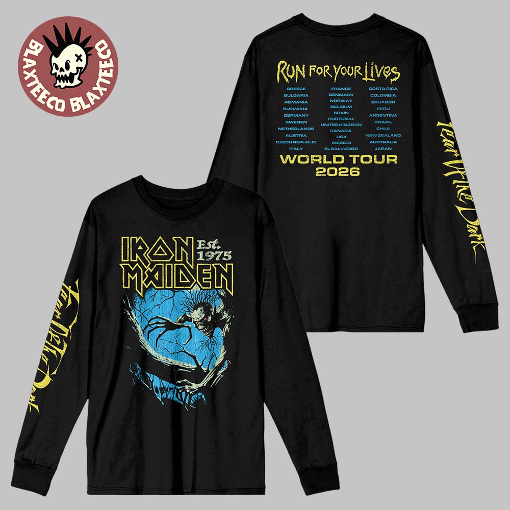Iron Maiden Run For Your Lives World Tour 2026 Merch Fear Of The Dark Long Sleeve Tee