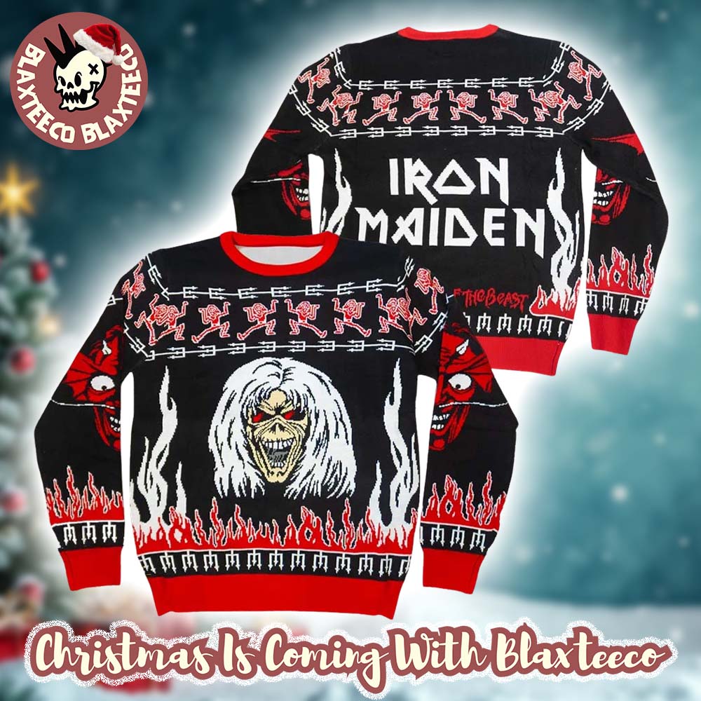 Iron Maiden The Number Of The Beast Eddie And Devil Ugly Christmas Sweater