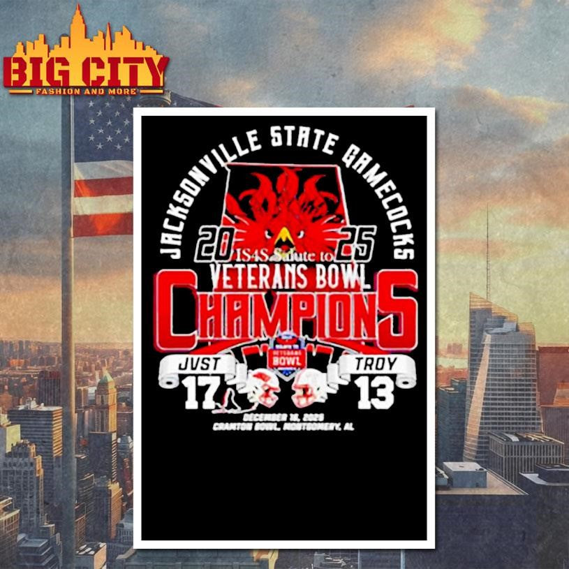 Jacksonville State Gamecocks 2025 IS4S Salute to Veterans Bowl Champions shirt