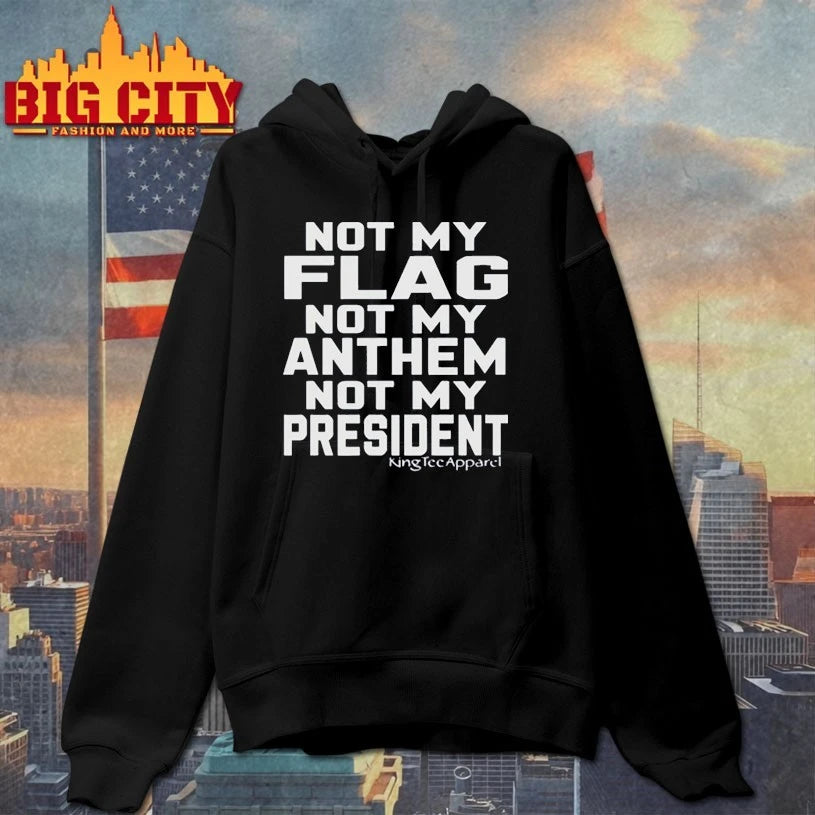 Jannine wearing not my flag not my anthem not my president shirt