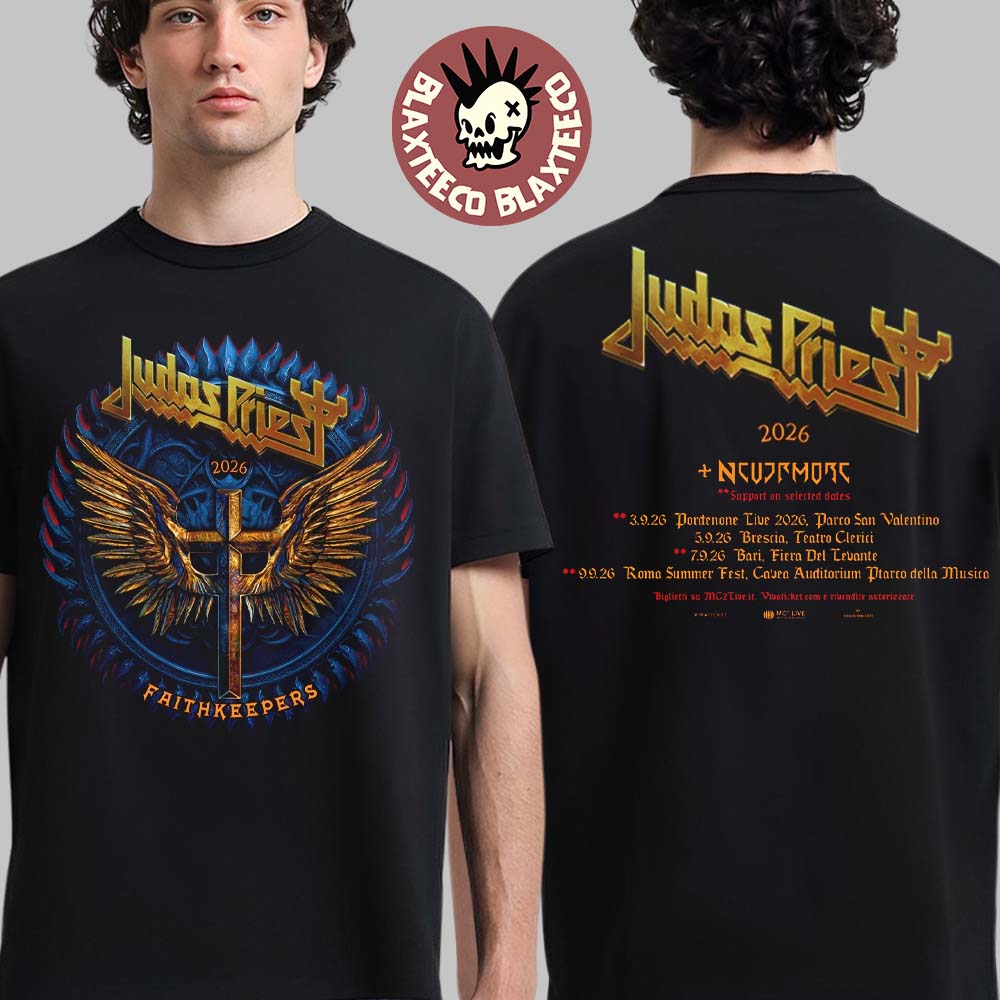 Judas Priest Faithkeepers 2026 Tour Italy Schedule Dates Two Sided T-Shirt