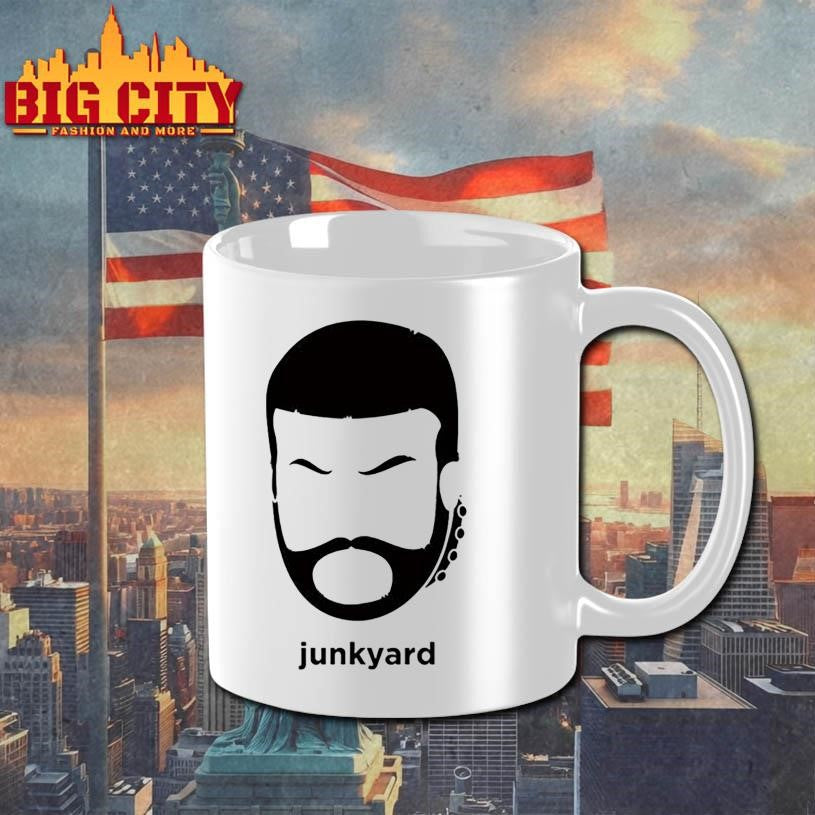 Junkyard dog face black and white shirt