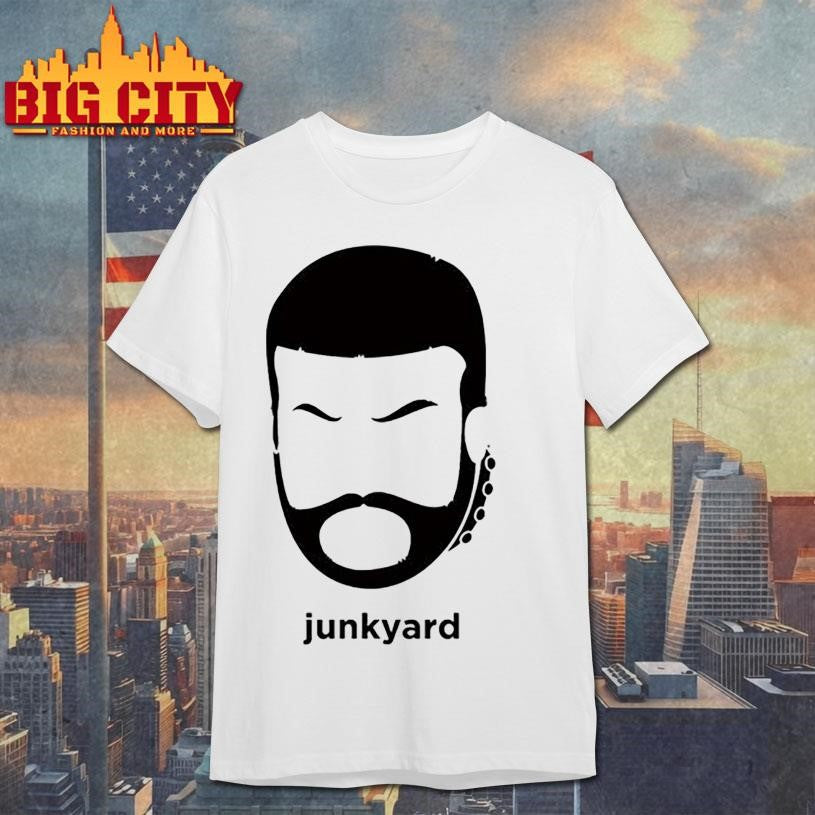 Junkyard dog face black and white shirt