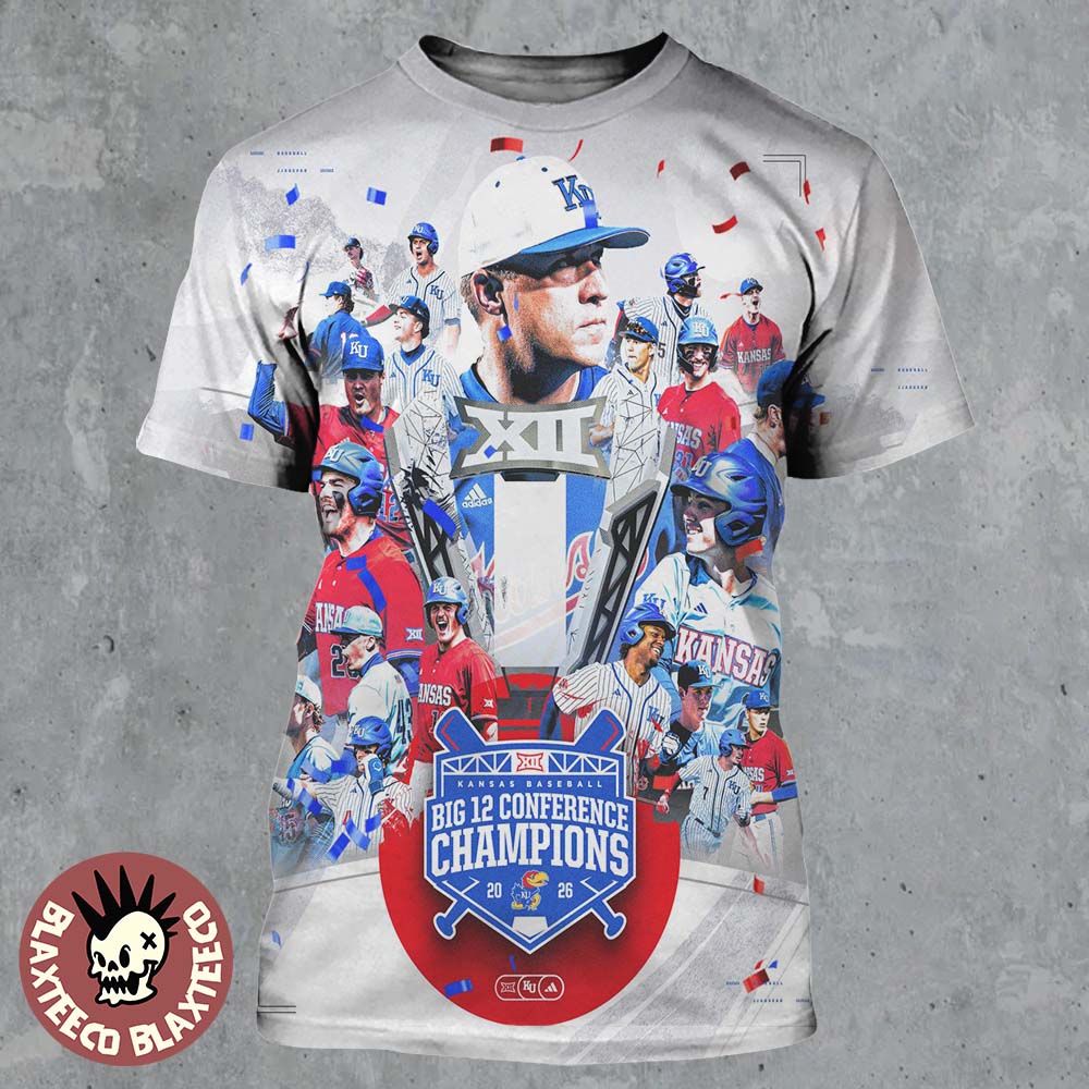 Kansas Jayhawks Baseball 2026 Big 12 Conference Champions All Over Print Shirt