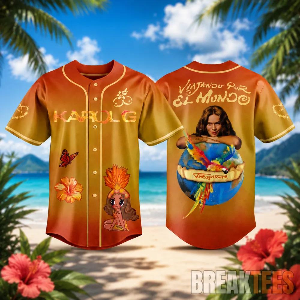 Karol G 2026 Viajando Por El Mundo Tropitour Baseball Jersey
