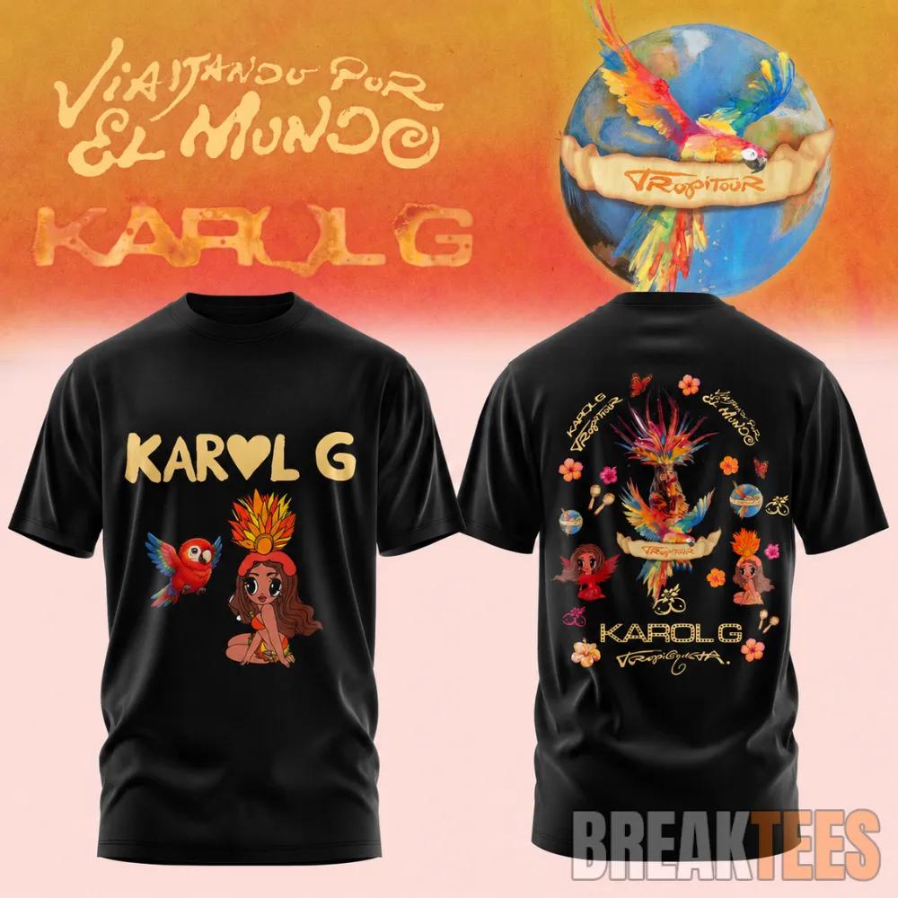 Karol G Viajando Por El Mundo 2026 Black T-Shirt