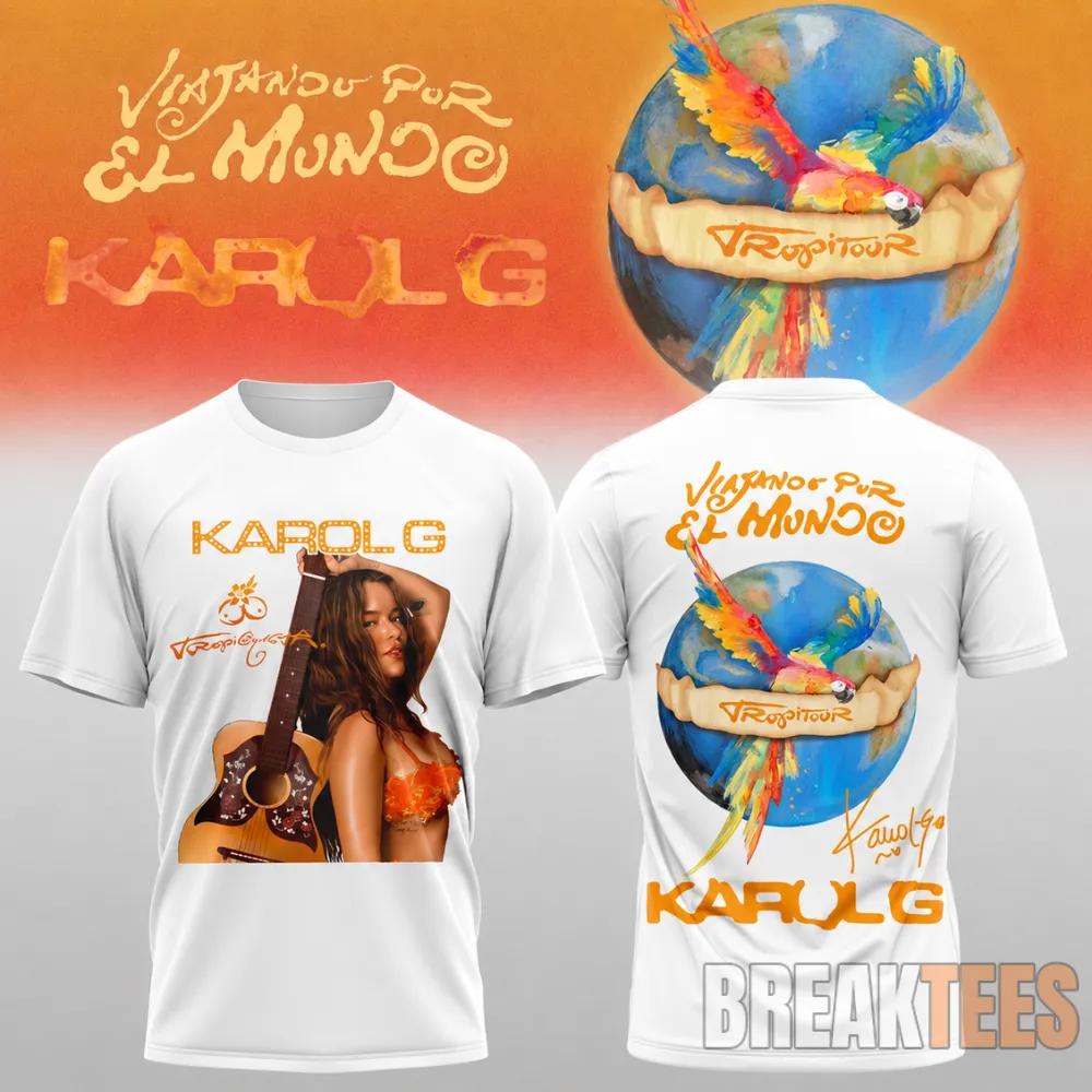 Karol G Viajando Por El Mundo Tour 2026 White T-Shirt