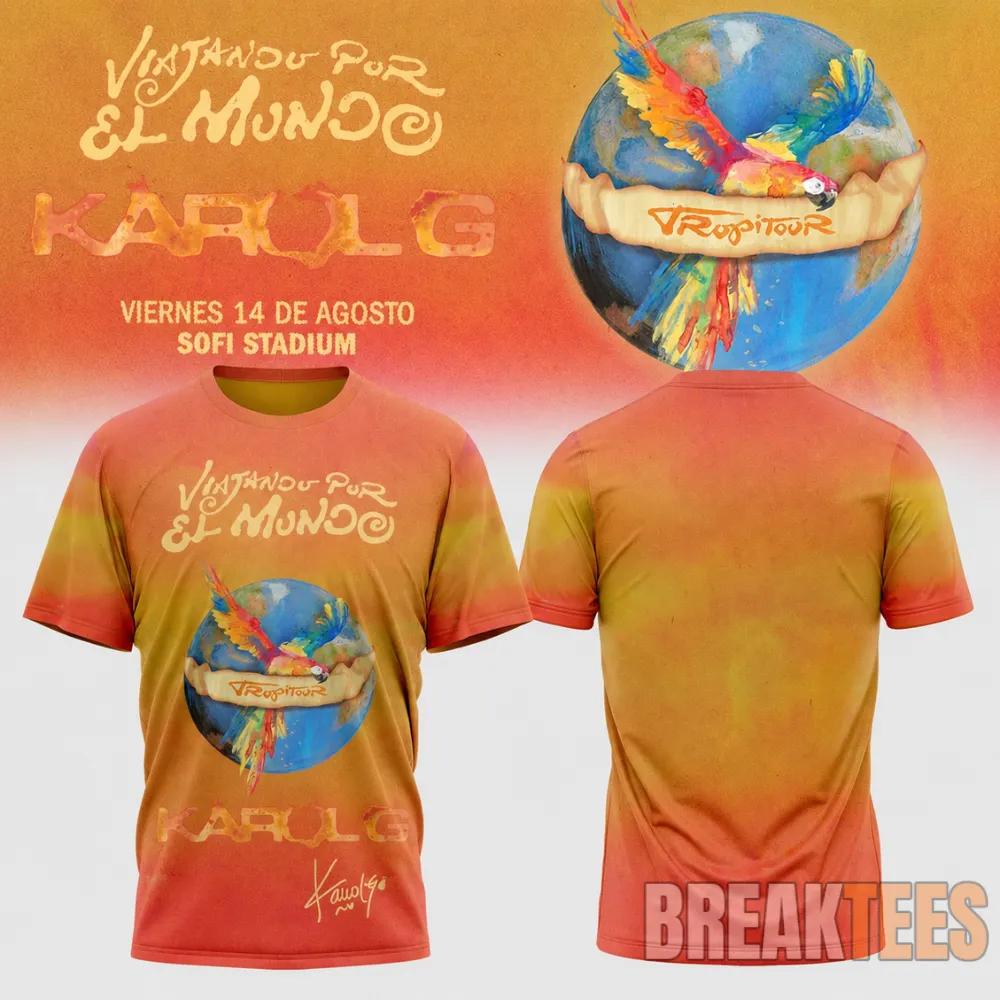 Karol G Viajando Por El Mundo Tropitour 2026 Tie-dye T-Shirt
