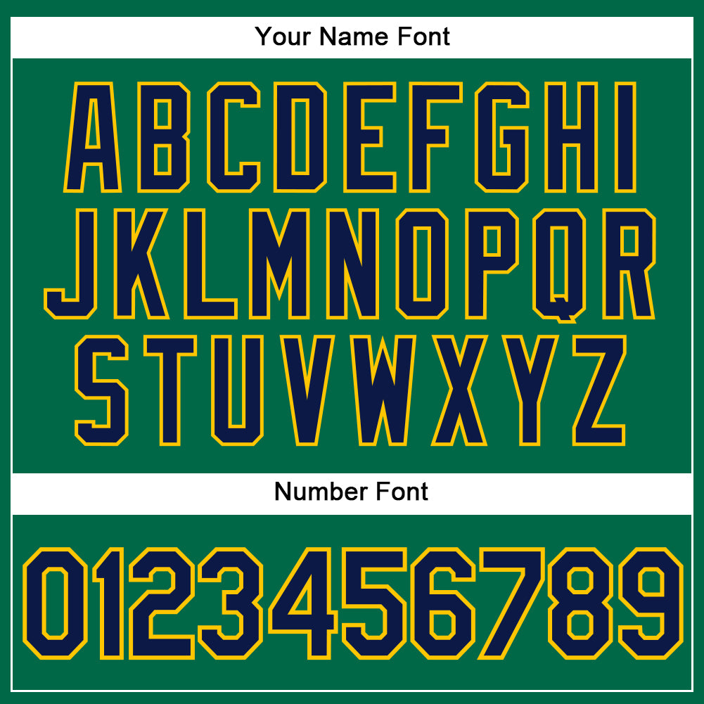 Custom Kelly Green Navy-Gold Authentic Sleeveless Baseball Jersey