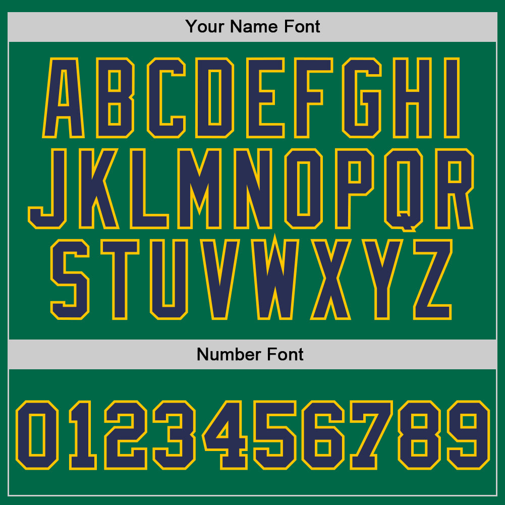 Custom Kelly Green Navy-Gold Authentic Throwback Basketball Jersey
