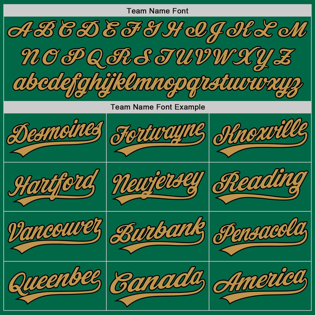 Custom Kelly Green Old Gold-Black Authentic Throwback Baseball Jersey