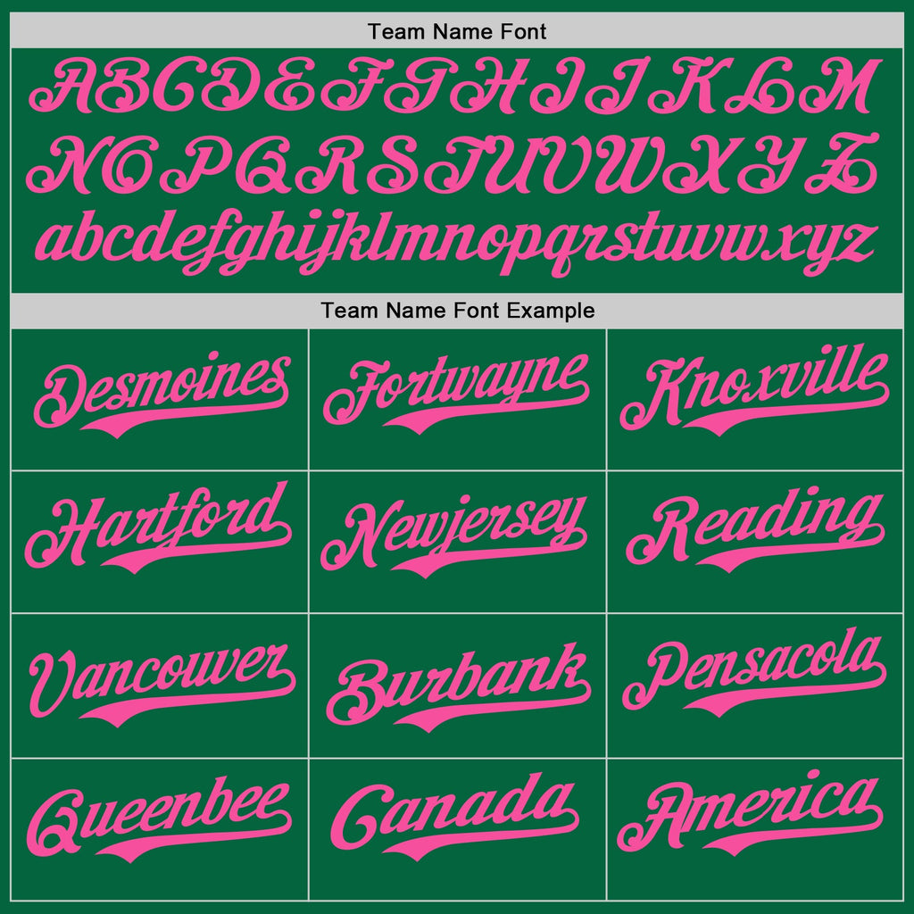 Custom Kelly Green Pink Authentic Baseball Jersey
