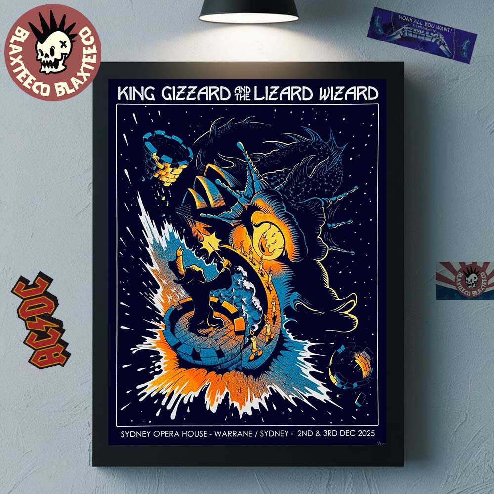 King Gizzard And The Lizard Wizard Warrane Sydney Australia 2025 Event Poster For At Sydney Opera House On 2 And 3 December 2025 Decor Poster Canvas