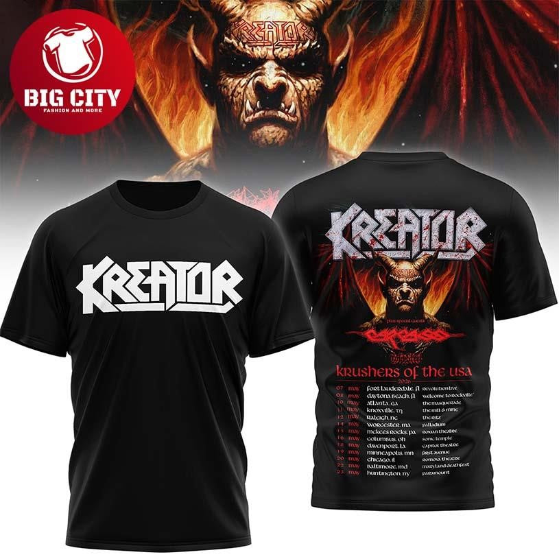 Kreator Krushers Of The Usa Tour Thrash Metal Band Two Sided Shirt