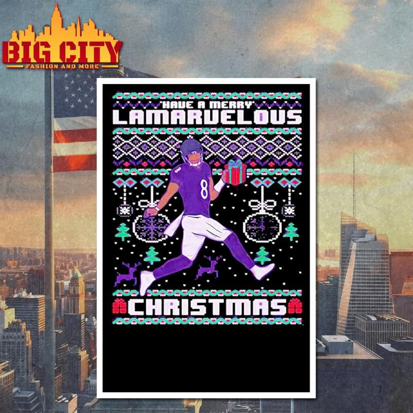 Lamar Jackson Baltimore Ravens Have a Merry Lamaruelous Ugly Xmas Shirt