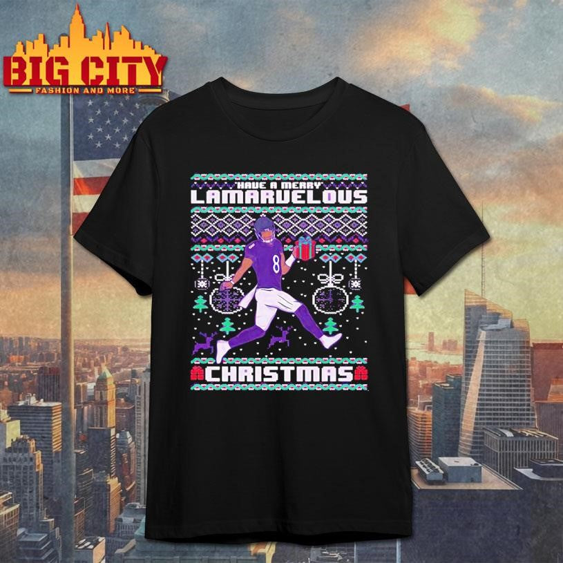 Lamar Jackson Baltimore Ravens Have a Merry Lamaruelous Ugly Xmas Shirt