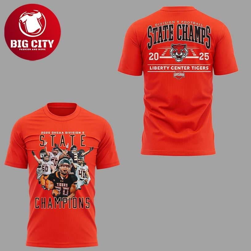 Liberty Center Tigers Football Division State Champions 2025 Two Sided Shirt