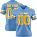 Custom Light Blue Gold-White Authentic Football Jersey