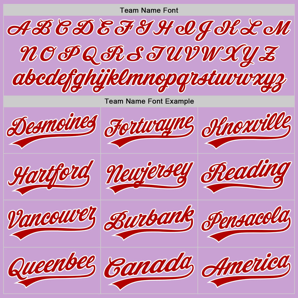 Custom Light Purple Red-White Authentic Baseball Jersey